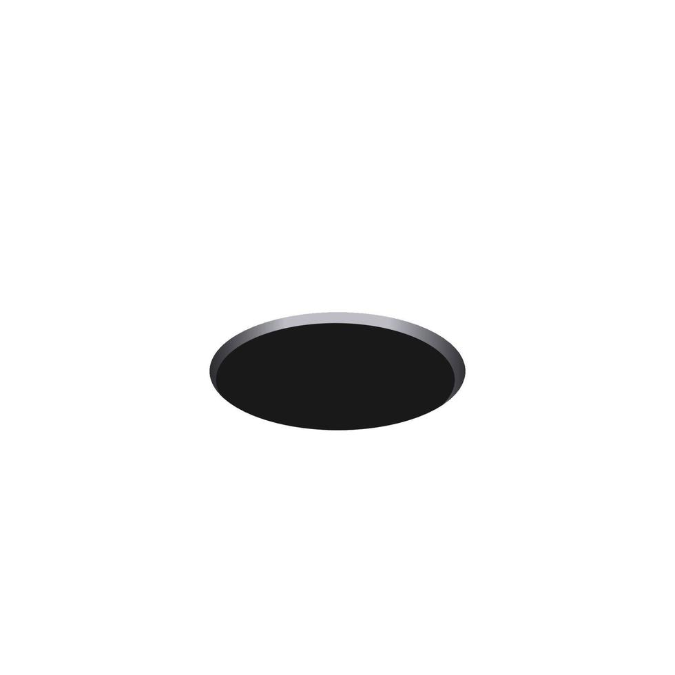 Golf hole isolated on white. Round black hole on surface for ball in sport competition oval surface element recreational relaxation hobby game in open vector space..