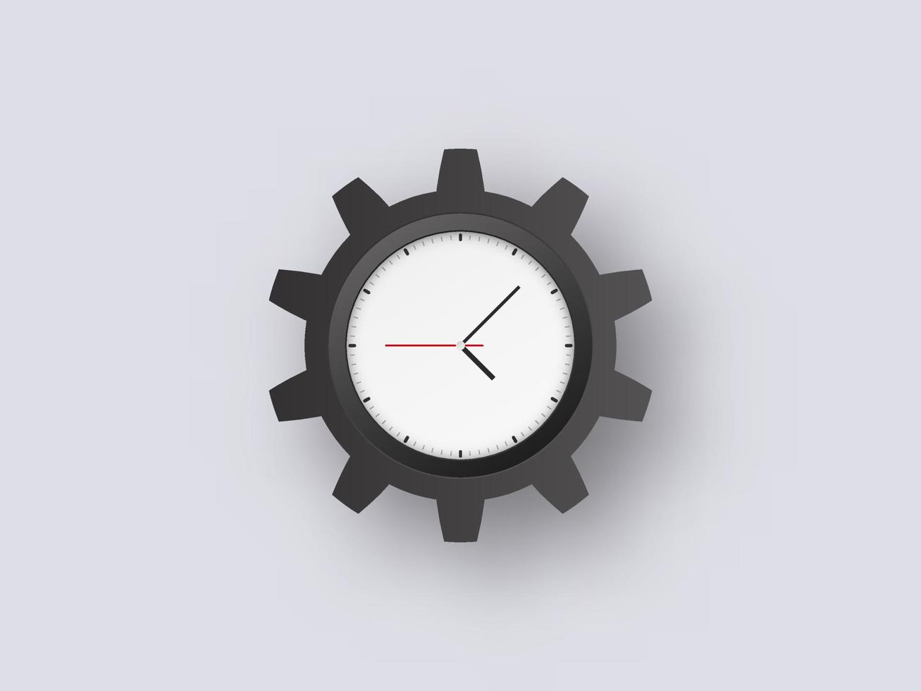 reloj rueda dentada big sur. círculo de engranajes negro con mecanismo de optimización de control de dial y manos con configuración de temporizador, eficiencia técnica e información de vectores industriales.