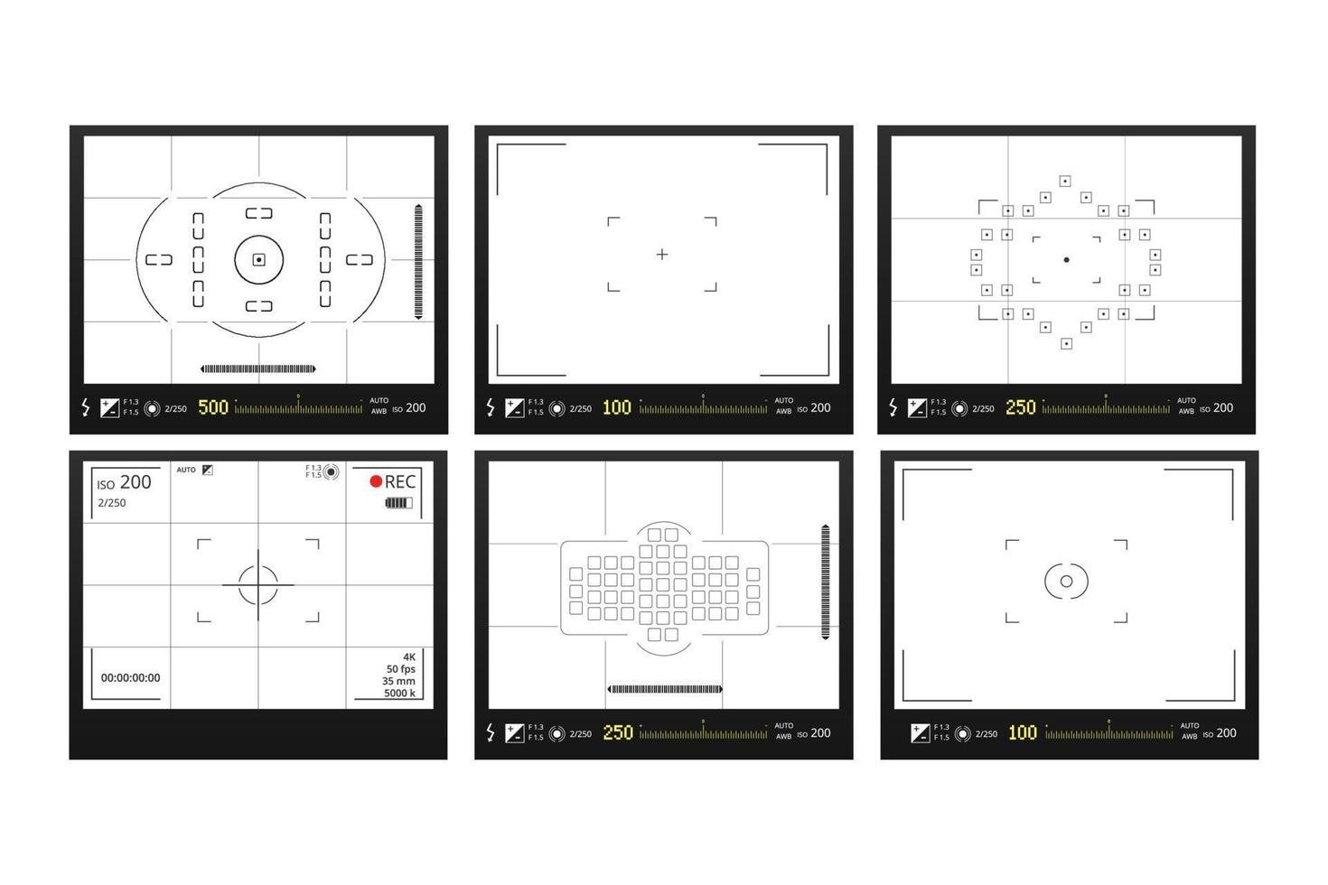 Screen modes video and photo shooting template vector