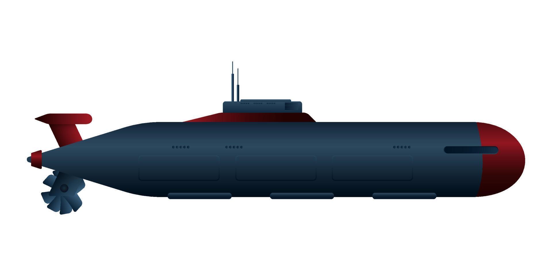 Black submarine with red lines vector