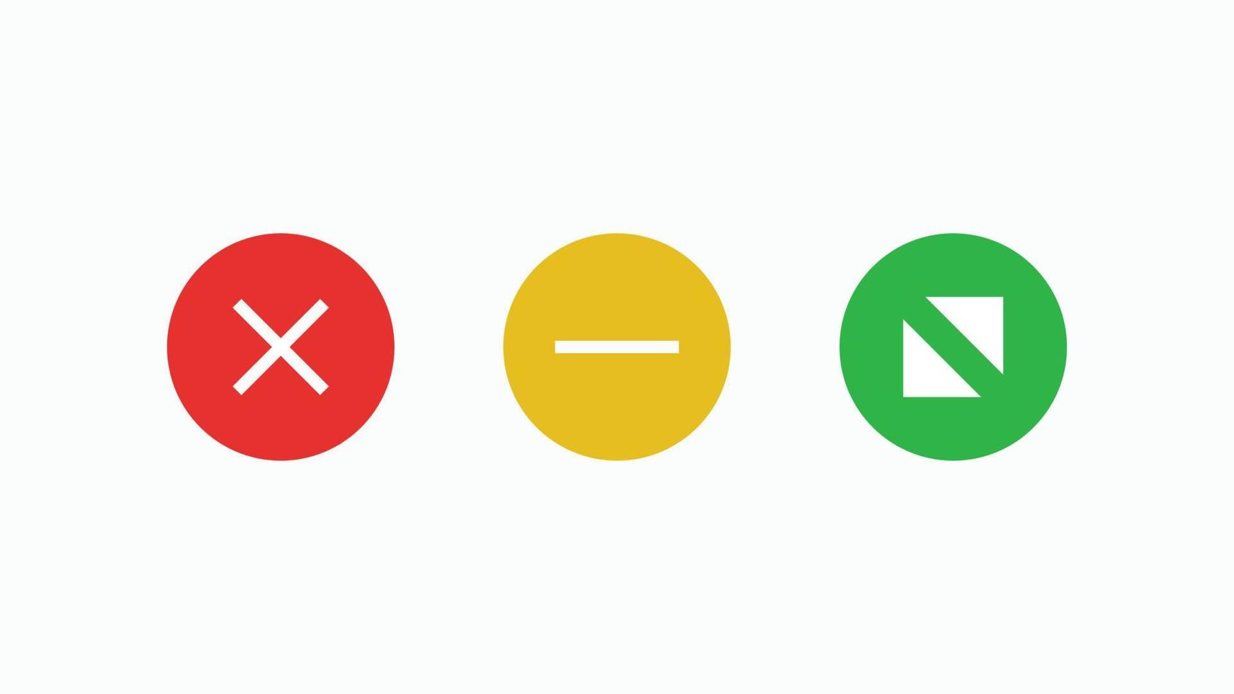 Navigate window mac icons. Red cross symbol of cancellation and web connection green with white arrows in different directions yellow with horizontal line user friendly vector electronic interface.