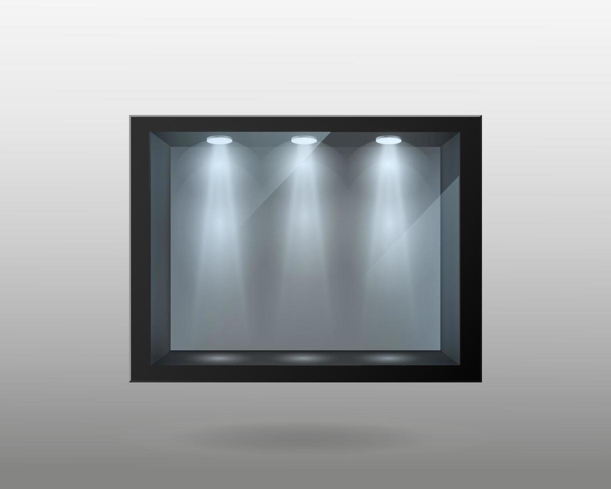Black container with double glass and lighting template vector