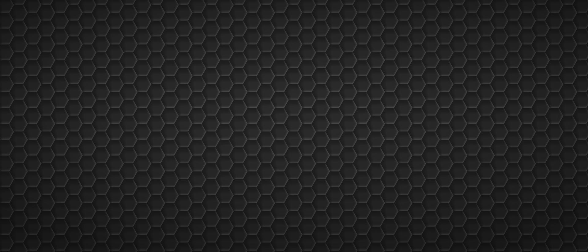 Hexagonal tracery grid background. Black geometric polygonal sheet textured in dark brutal monochrome vector linear minimalism