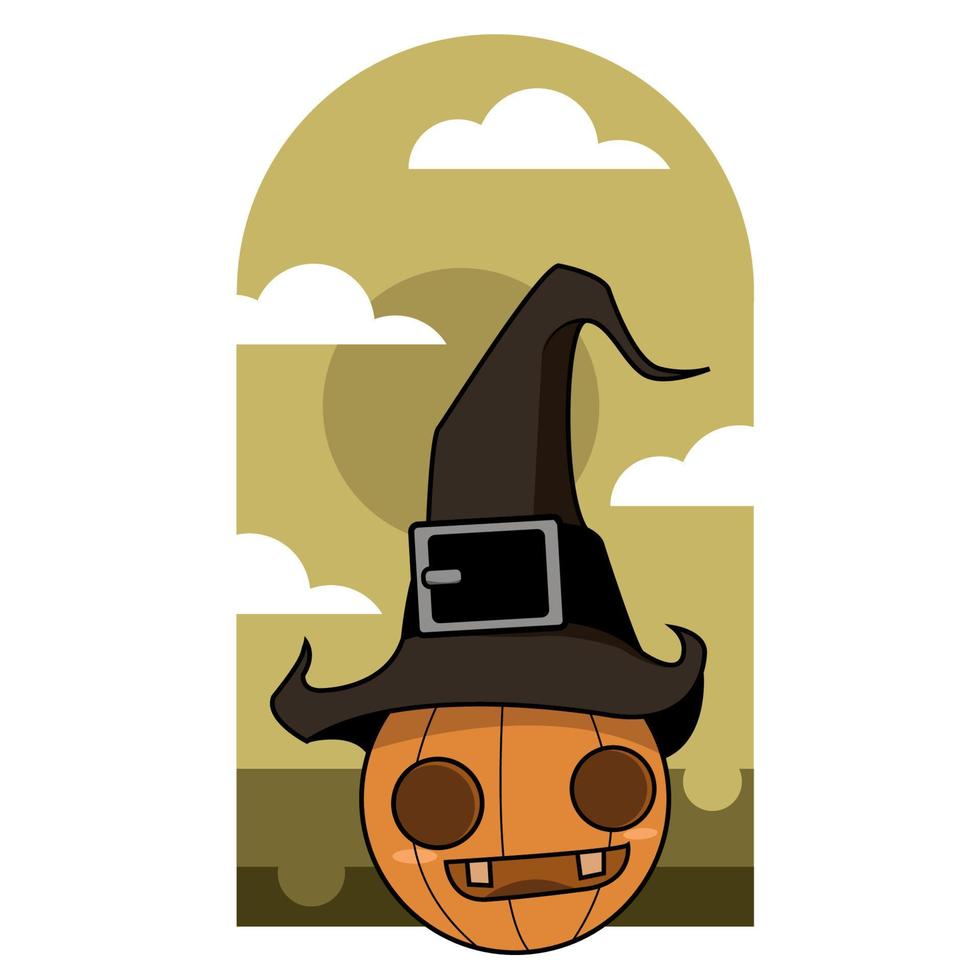 linda calabaza de halloween con sombrero de bruja. perfecto para tus elementos de diseño de Halloween. vector