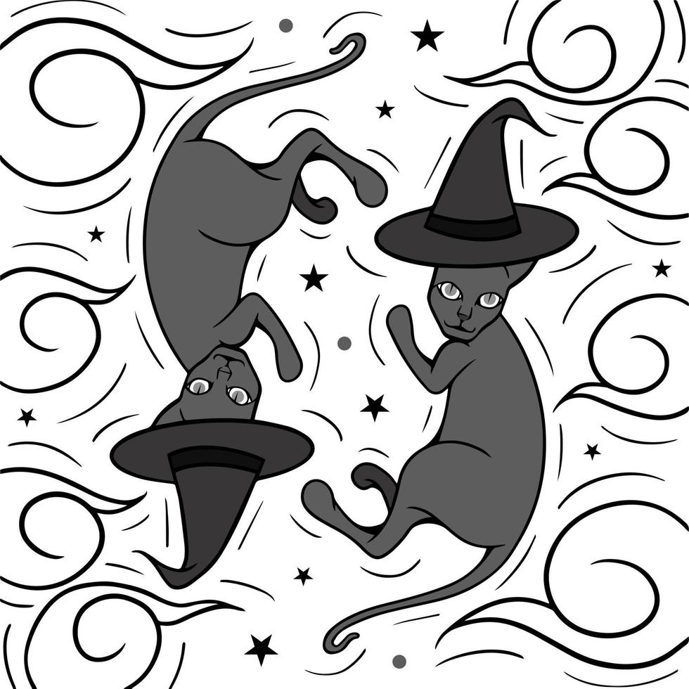 cute brothers black cat. perfect for your Halloween design elements. vector