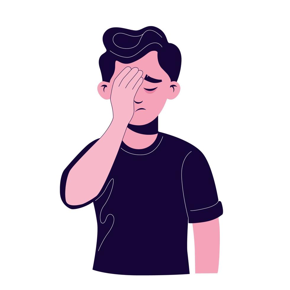 Cartoon male making gesture face palm in complete disappointment and disbelief isolated vector