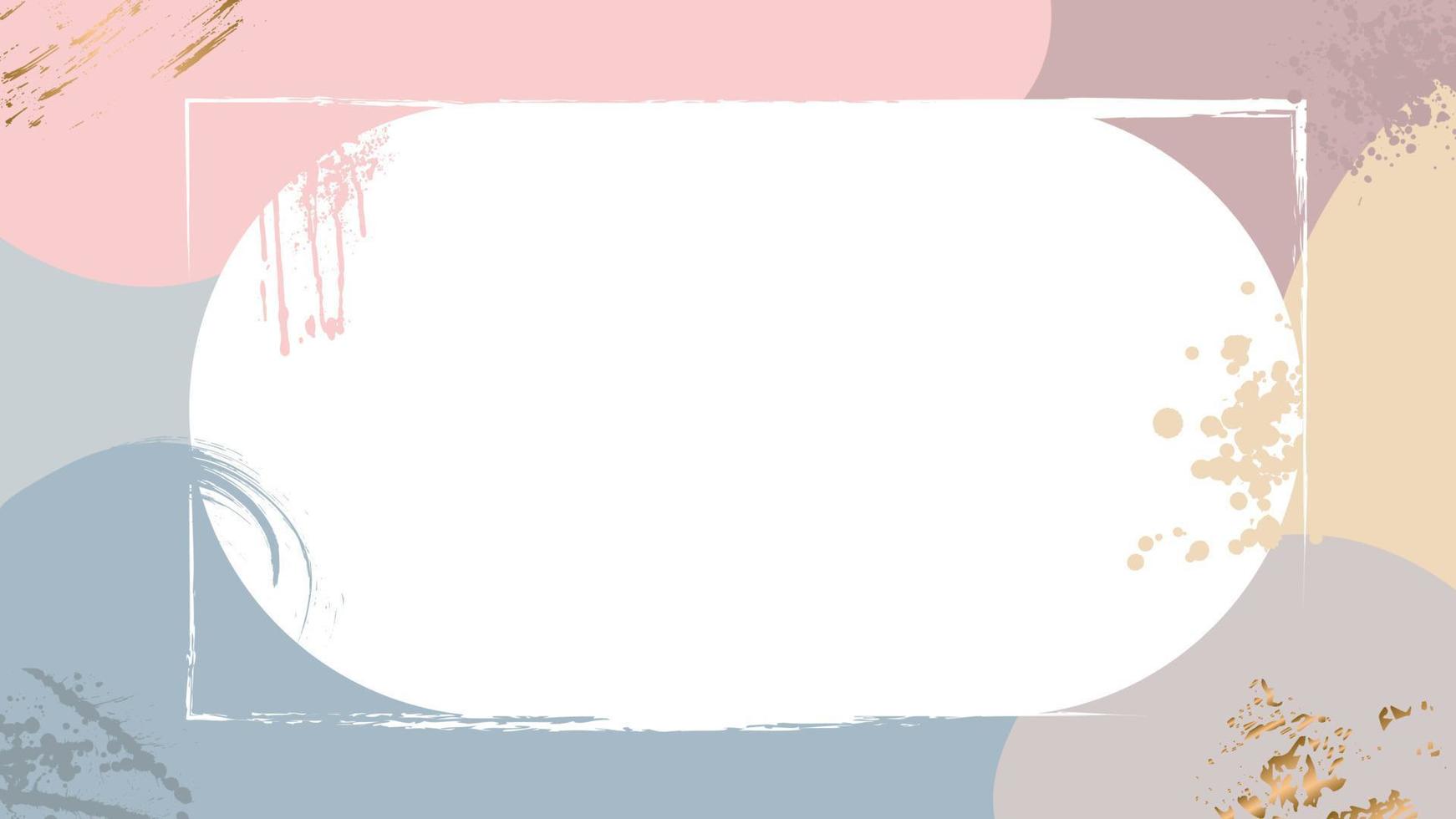 marco de fondo grunge pastel con lugar vacío. color marrón claro con hoja, trazos dorados ilustración vectorial. vector