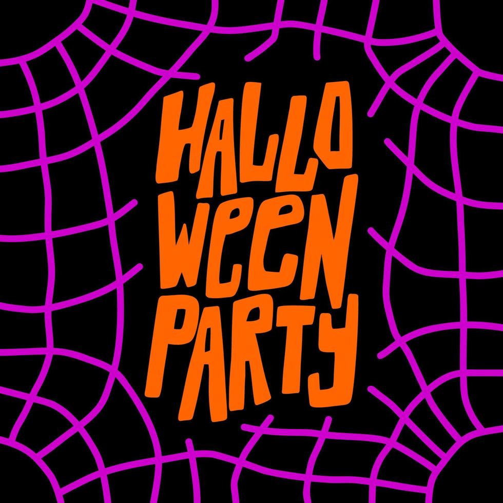 Happy Halloween party lettering with spider web vector