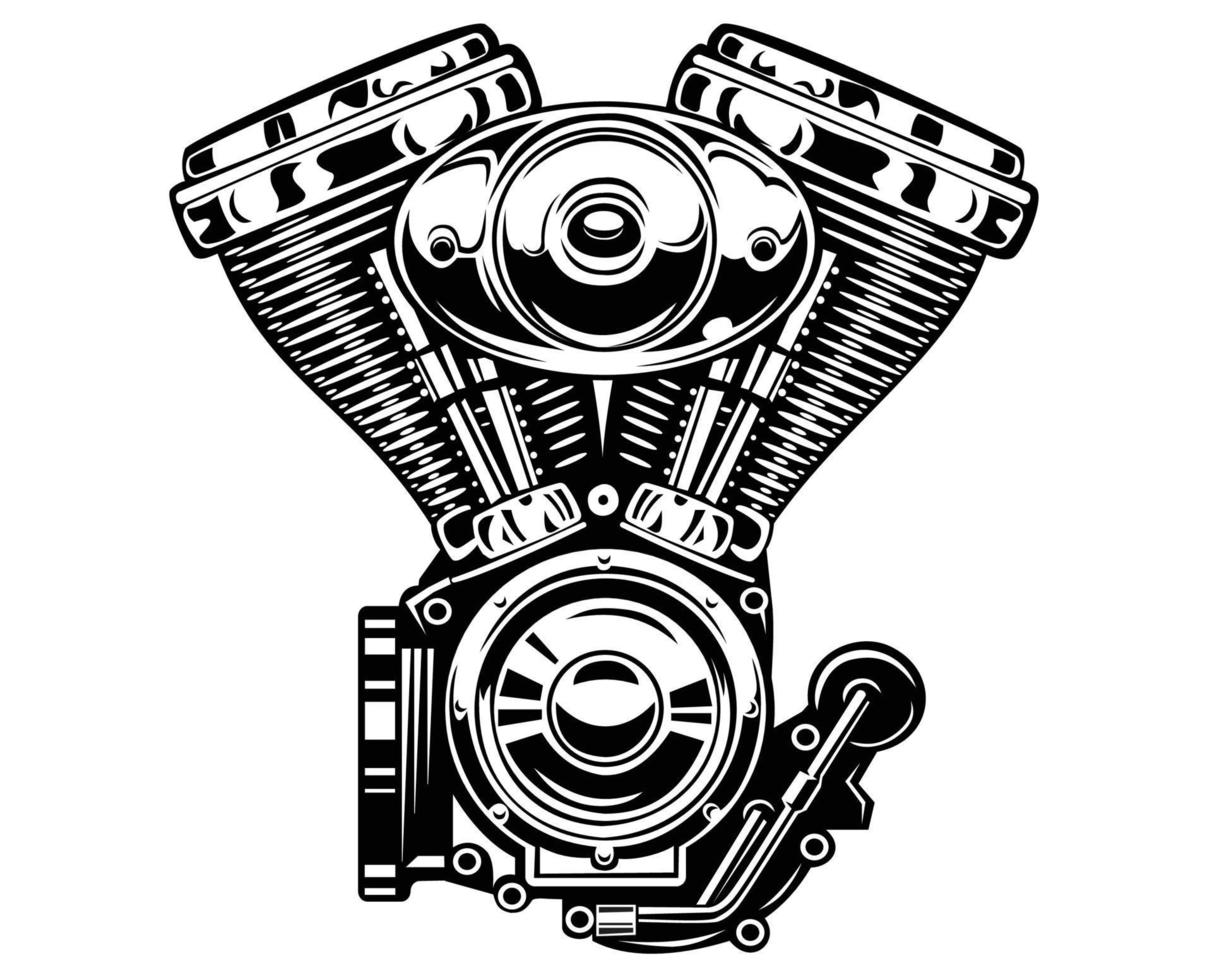 chrome vintage motorcycle engine logo vector