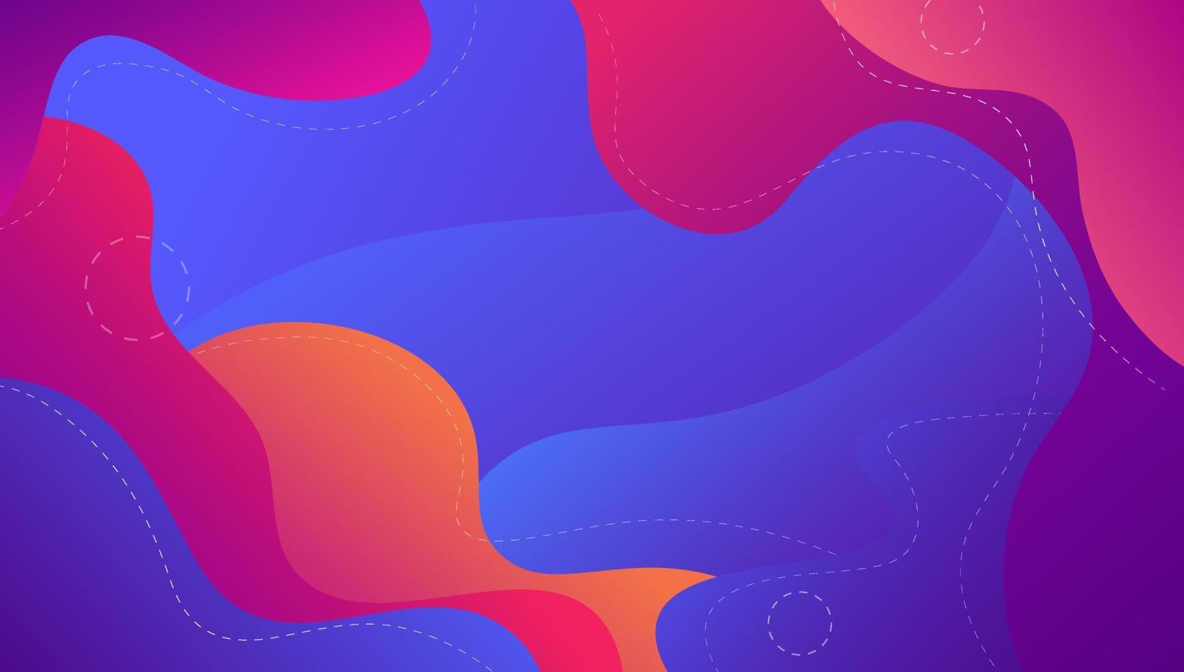 fondo de onda de color púrpura y rosa abstracto con círculo e ilustración gráfica de vector de línea punteada. fondo de forma de curva de color degradado líquido brillante futurista