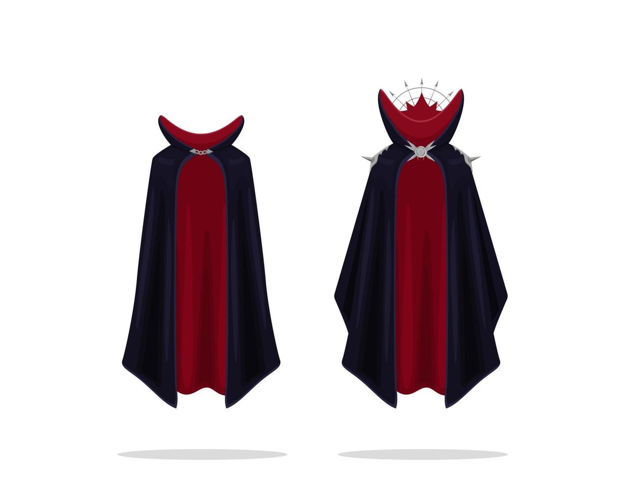 batalla archimago manto místico clipart. capa roja de seda con top negro y collar mágico con hombros vectoriales de púas de hierro. vector