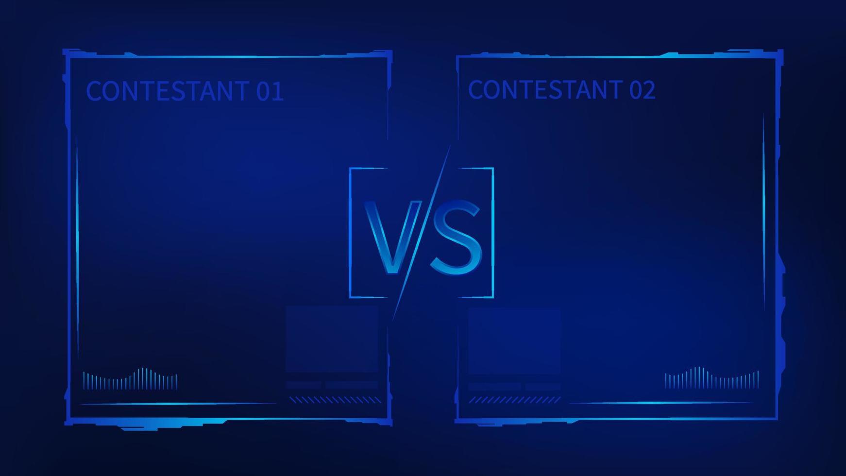 plantilla de competencia de batalla de tecnología vs desafío. confrontación entre dos poderosos adversarios fantásticos en holograma de estilo futurista. vector