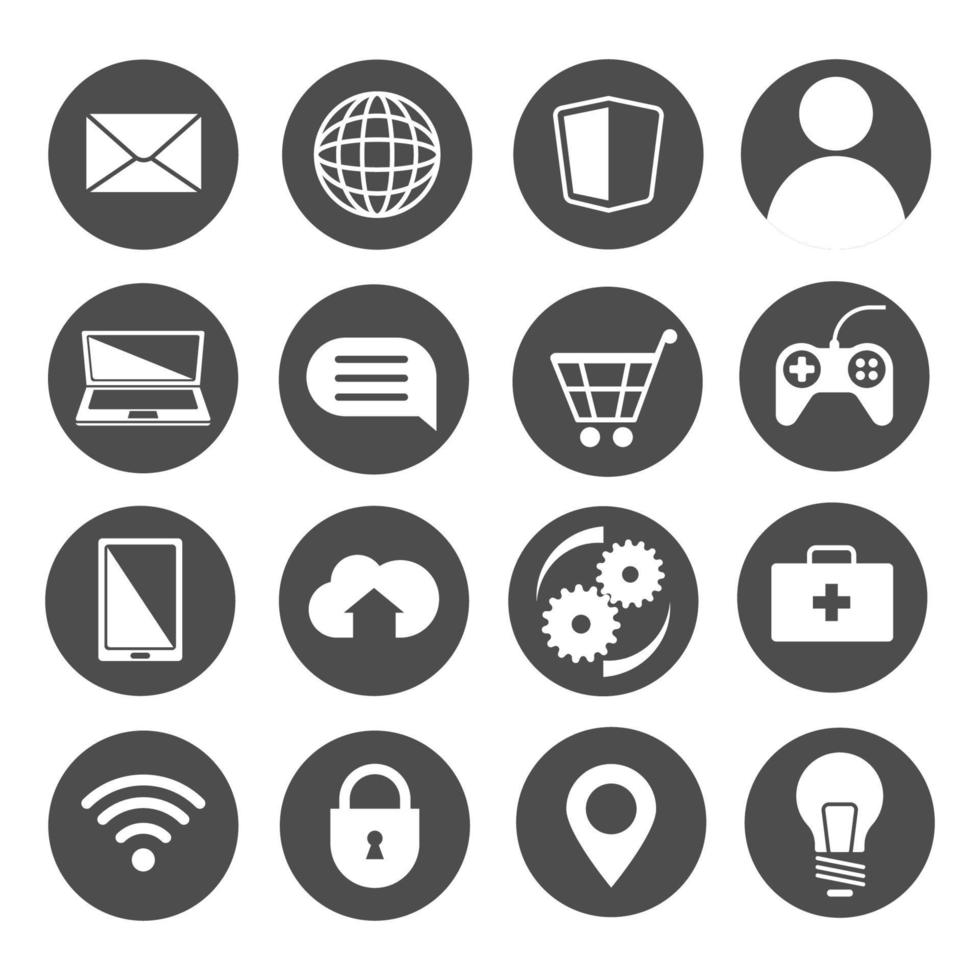 un conjunto de iconos de contorno universales para Internet y plataformas móviles. hecho en un estilo plano moderno. gráficos vectoriales aislados sobre fondo blanco. vector