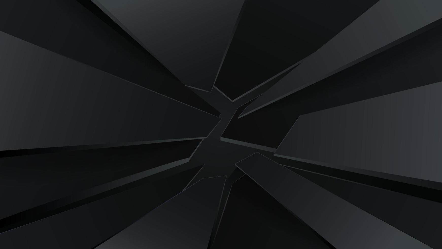 Black crack background. Abstract broken line stripes with 3D effect. vector