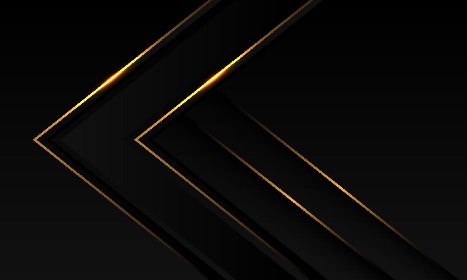 dirección de flecha de línea de luz dorada abstracta en metal negro con diseño de espacio en blanco vector de fondo de tecnología futurista de lujo moderno