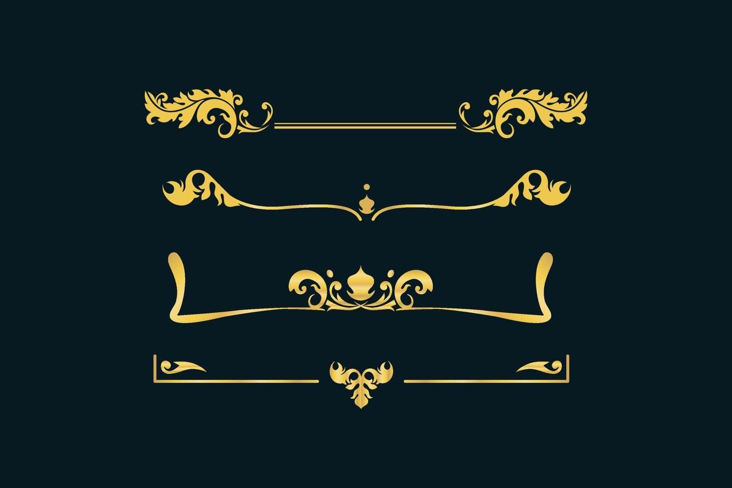 Gold vintage ornament set. Victorian retro floral pattern ornament baroque . vector