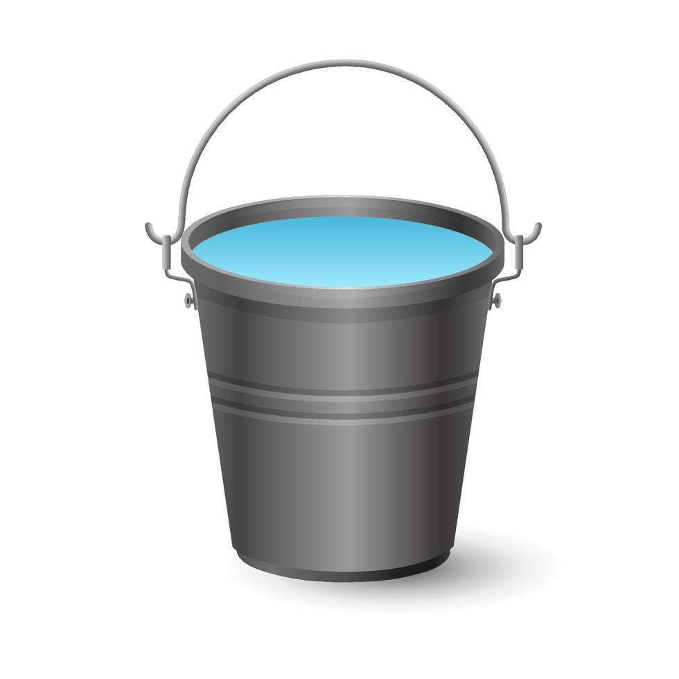 Iron bucket with water. Metal container with handle vector