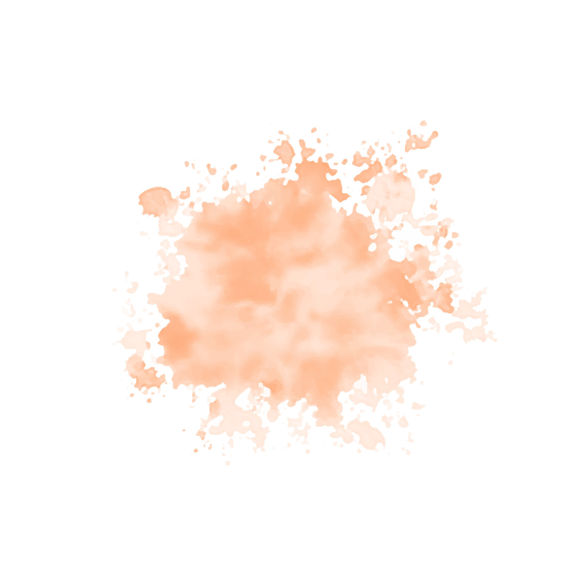 Peach watercolor splash on white background. Vector brown watercolour