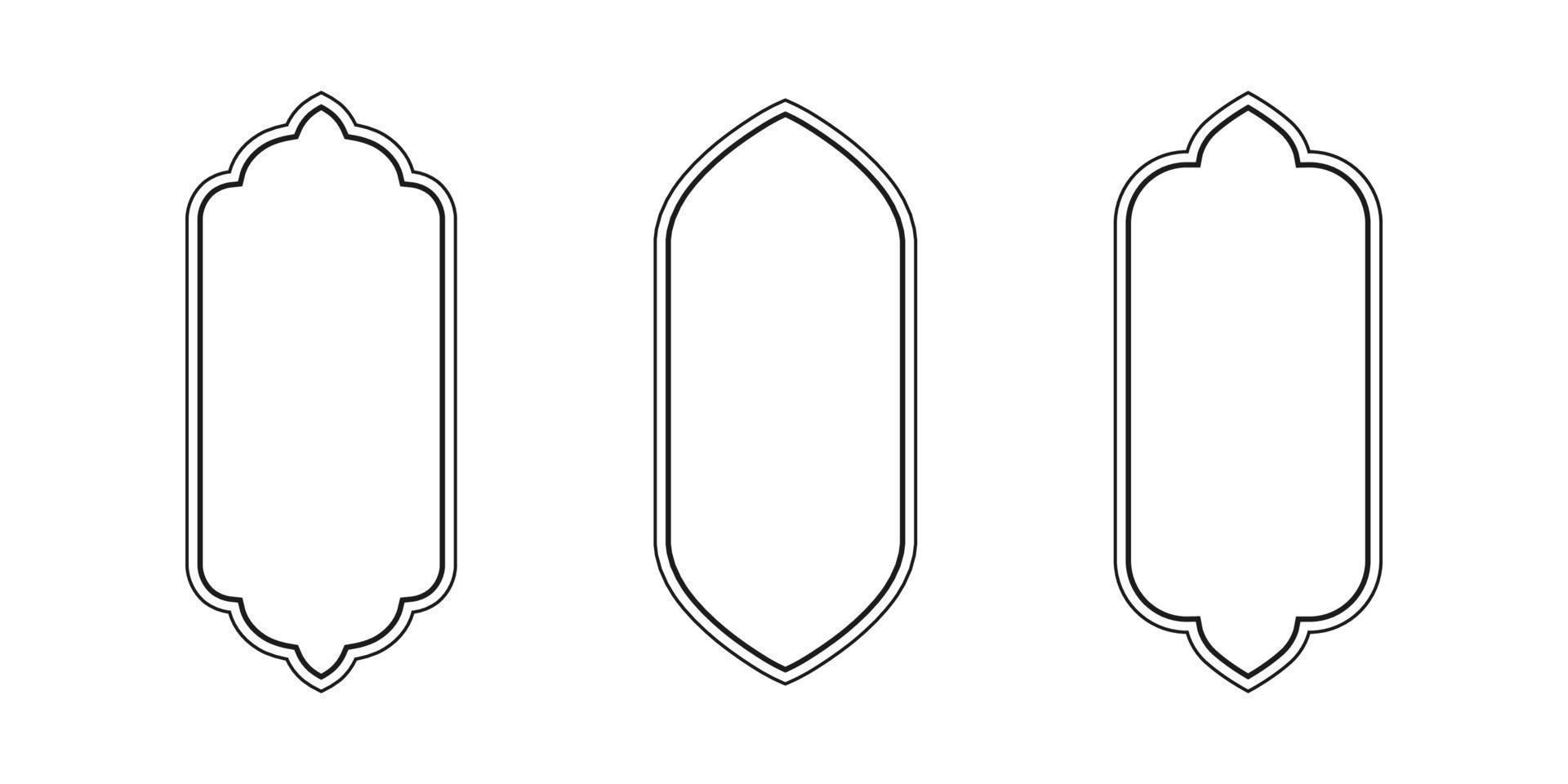 Islamic vector shape of a window or door arch. Arab frame set. Ramadan kareem outline icon