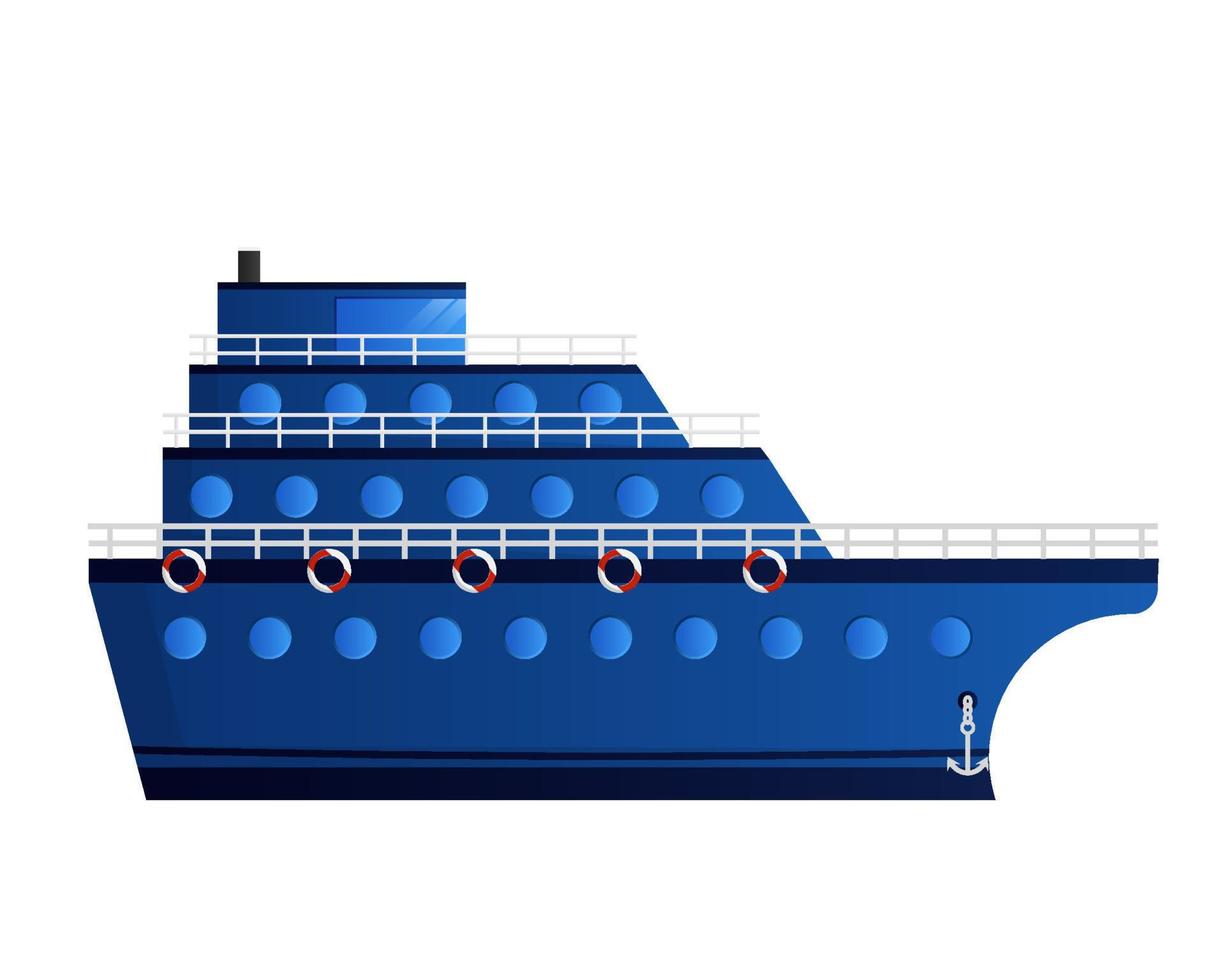 barco azul con tres cubiertas vector