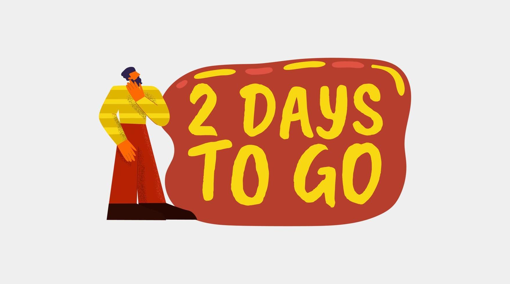 2 days to go banner. Red marketing poster with yellow font store advertisement offering valid discount. vector