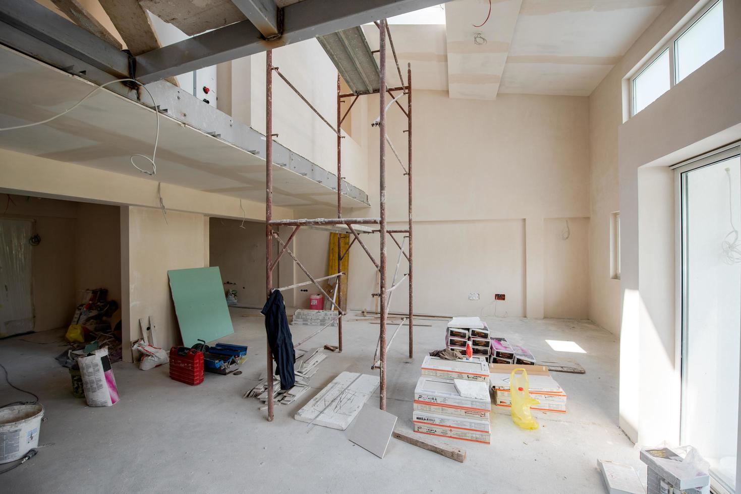 Sweden, 2022 - Interior of construction site with scaffolding photo