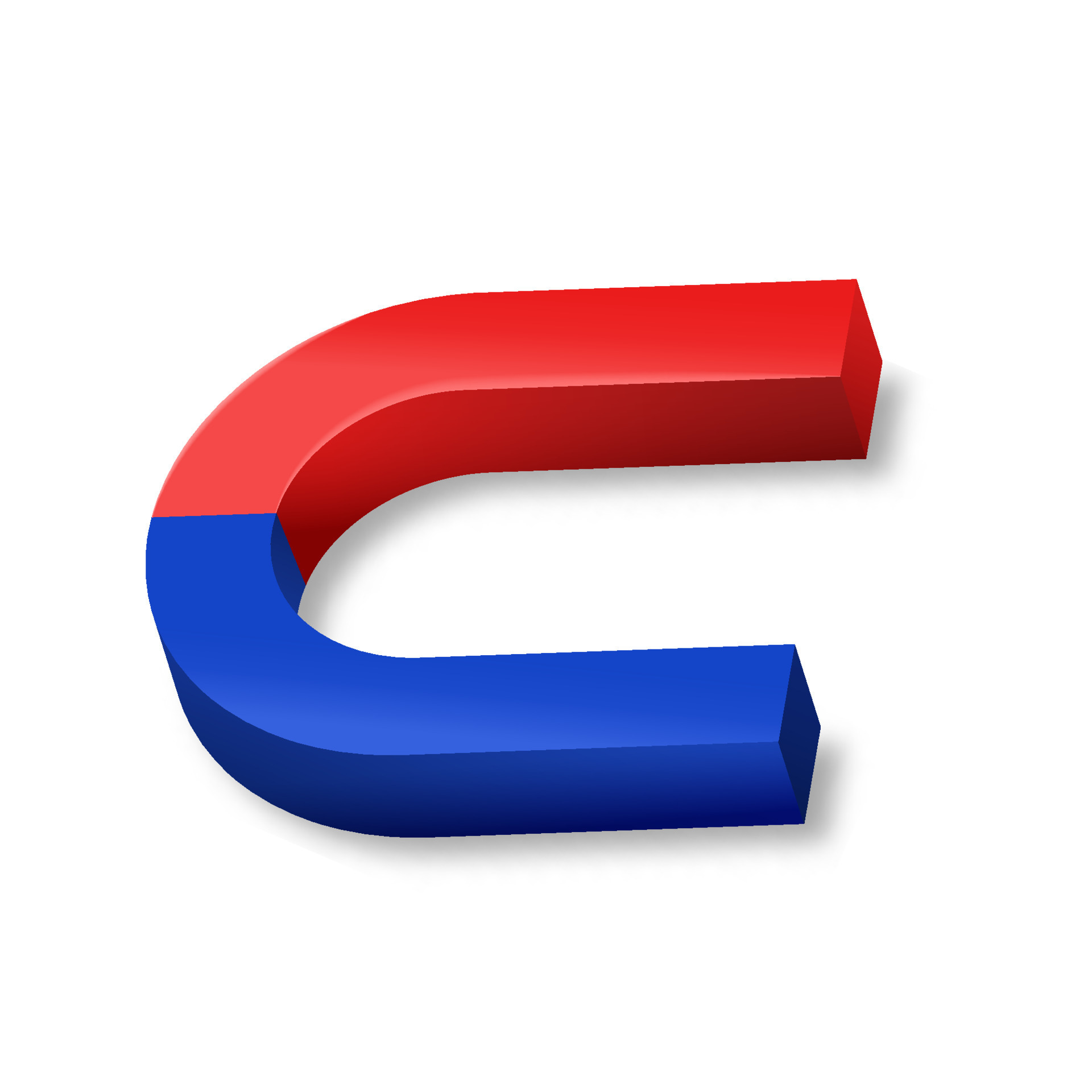 Red blue horseshoe. object for attraction and repulsion of iron objects