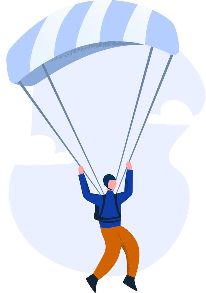 Paraglider flying on a gliding parachute. The concept of paragliding vector