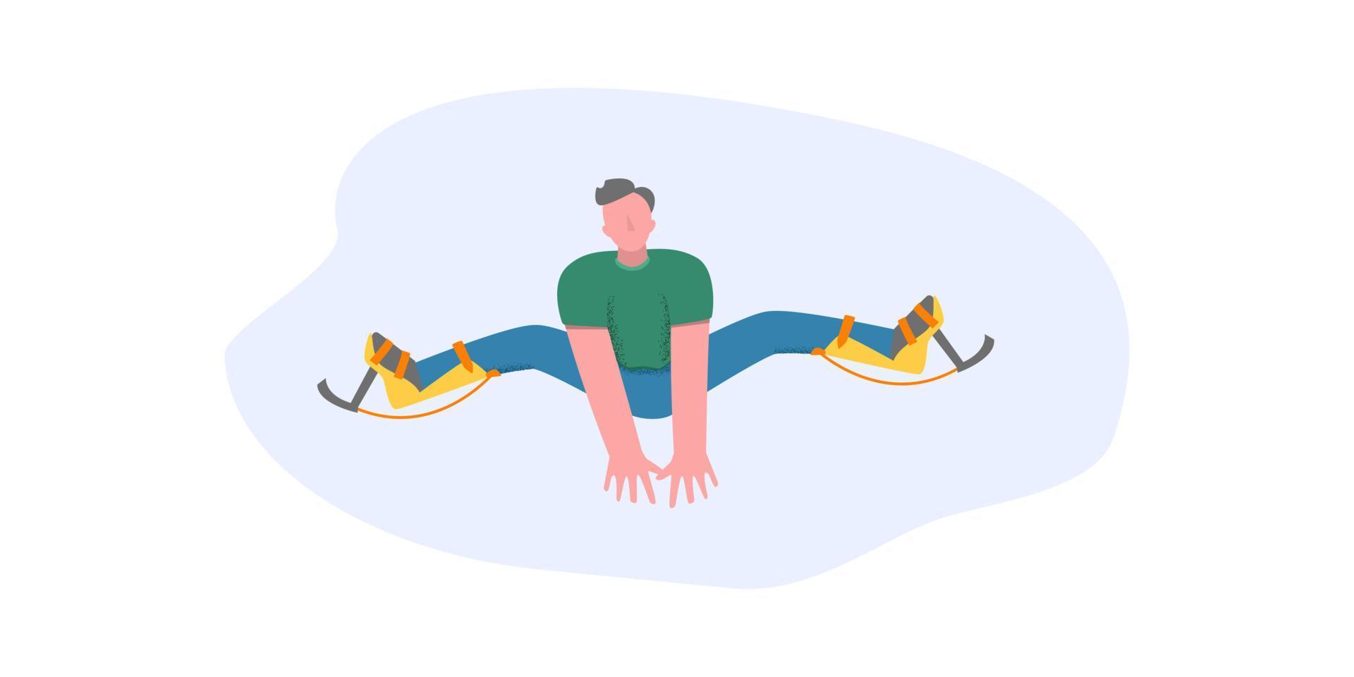 A man engaged in bocking . A boker with special boots - a kangaroo. The concept of high jumps, flexibility, balance, freedom of fitness. vector