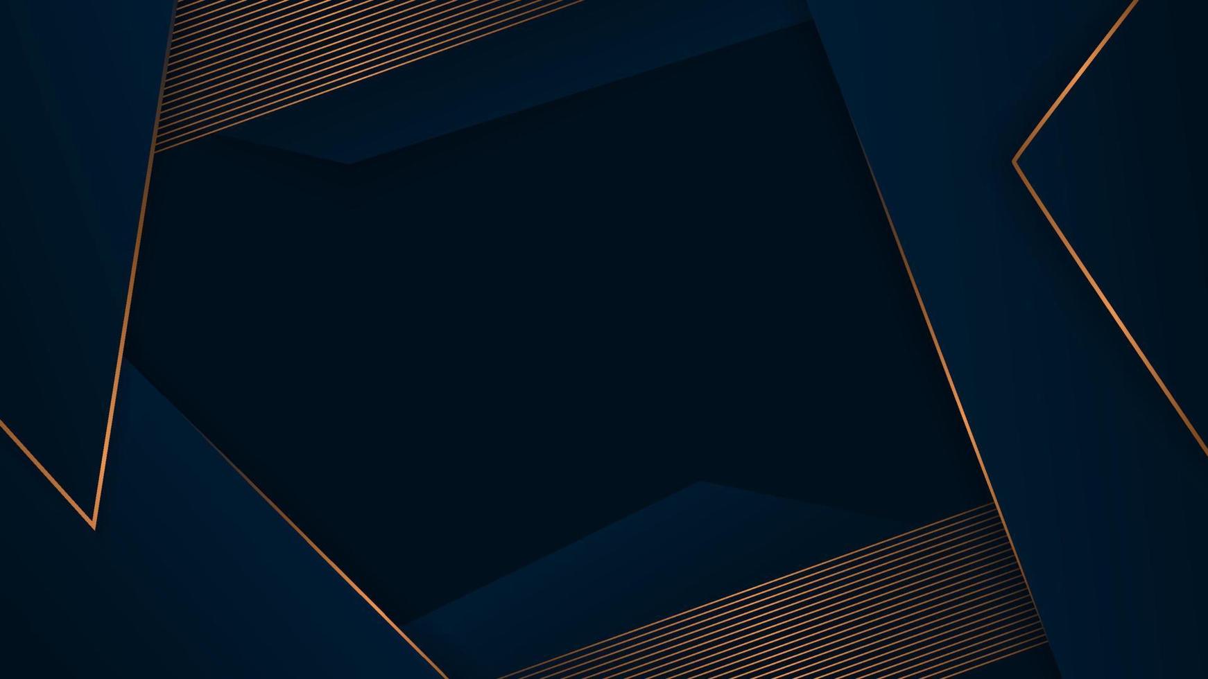 elegante fondo azul oscuro con rayas doradas. formas abstractas en la ilustración de vector de diseño de lujo.