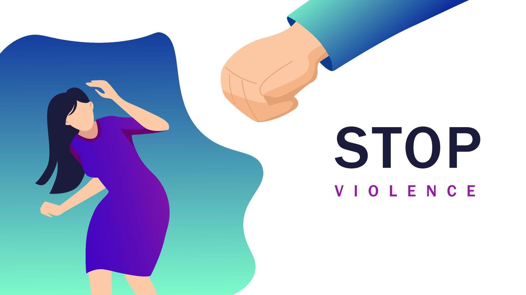 Stop violence and bulling of women illustration. Abuse of suppression harassment and against weaker sex oppression depression and pain girls bullying of men under tacit vector consent.