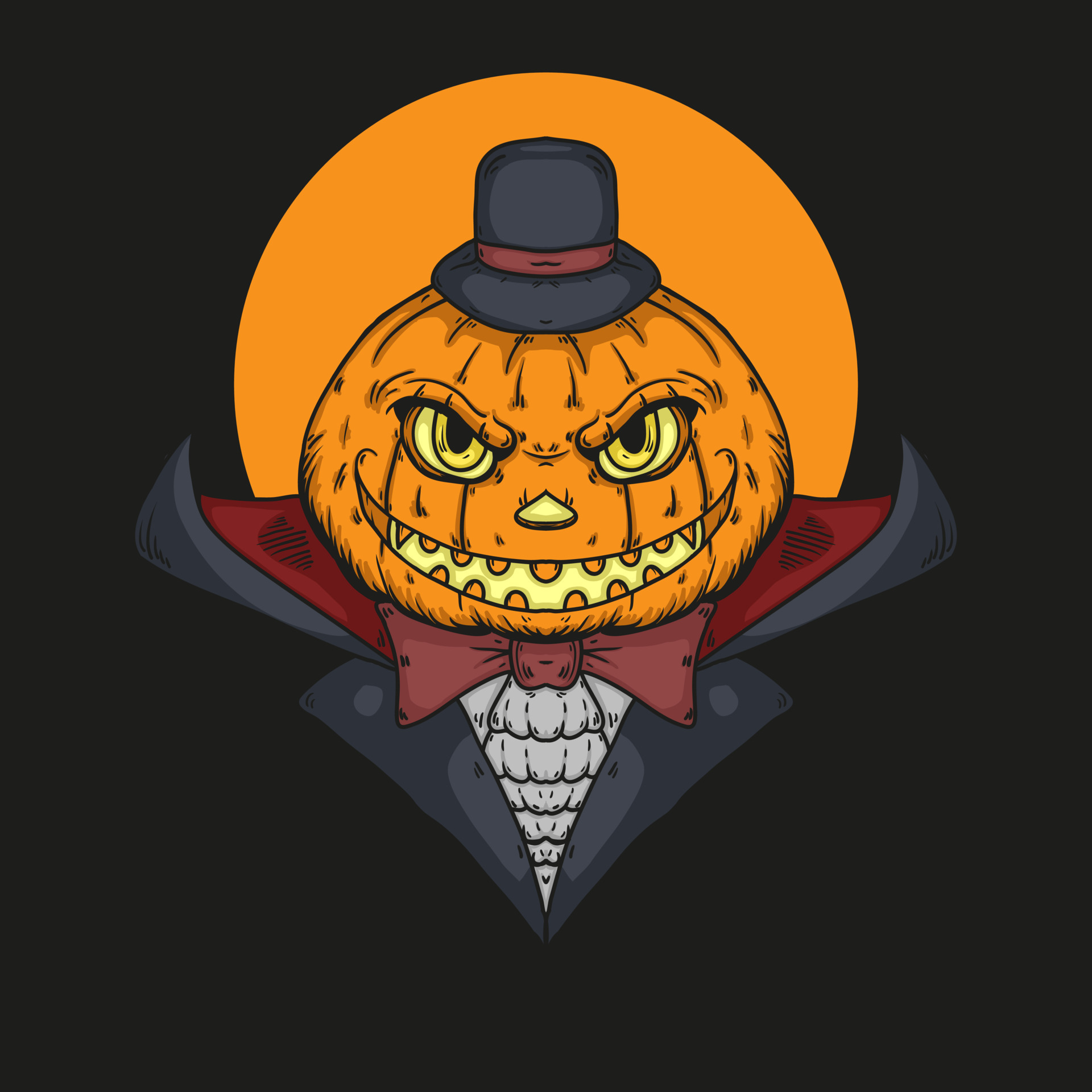 Halloween Vampire Pumpkin Head Vector Illustration 11914540 Vector Art at  Vecteezy