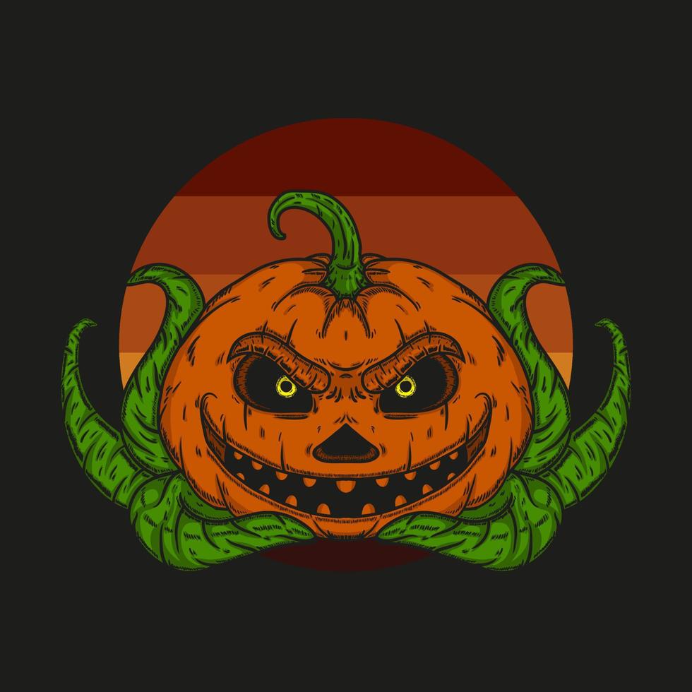 ilustración de vector de cabeza de calabaza de halloween