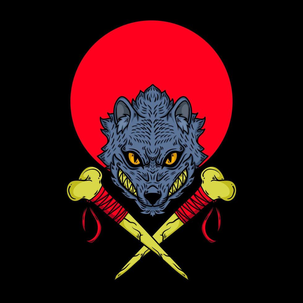 Wolf and Bone Vector Illustration