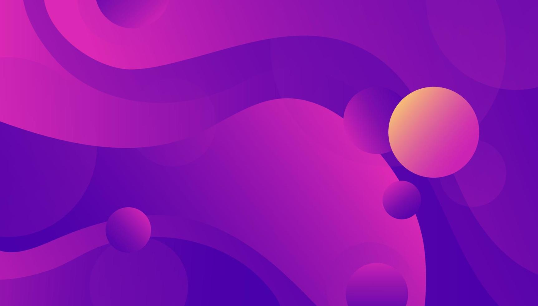 3d futuristic pink and purple wave background with circle sphere shapes vector graphic illustration. Abstract bright colorful waving flow with geometric element decorative surface