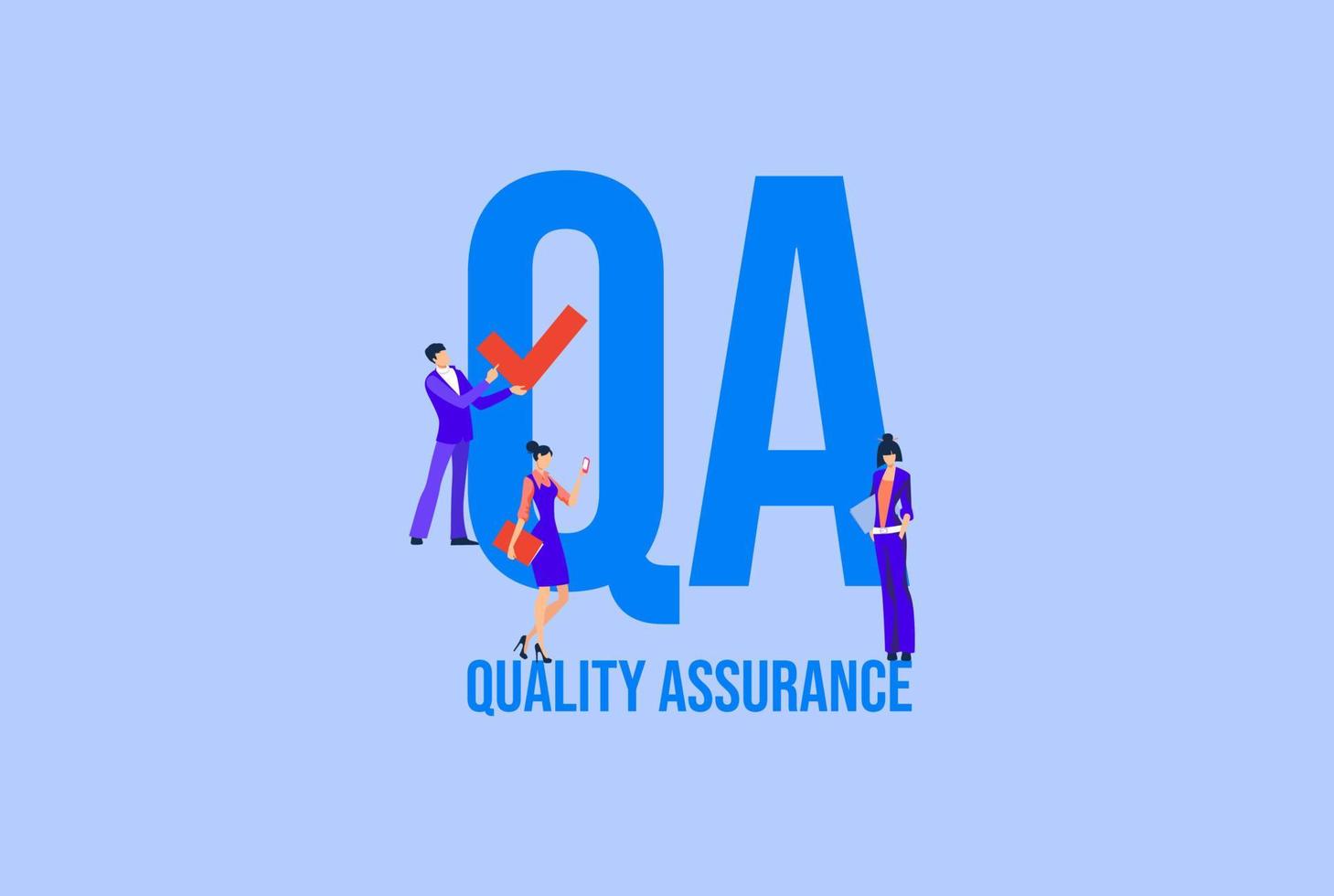 QA Quality assurance. Business management investment business strategy payment by cash and credit. vector