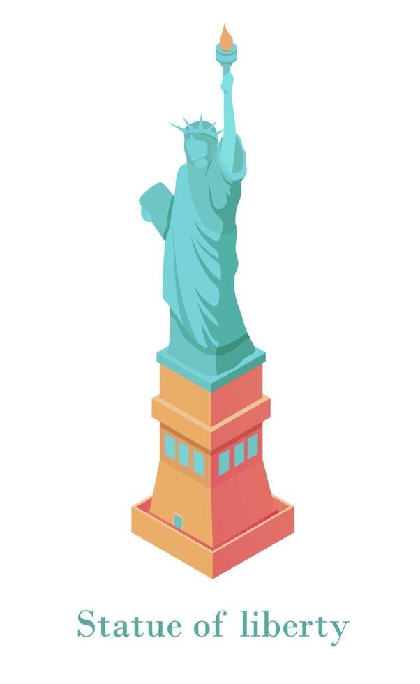 estatua de la libertad sométrica. símbolo del monumento nacional de nueva york de la independencia americana. vector