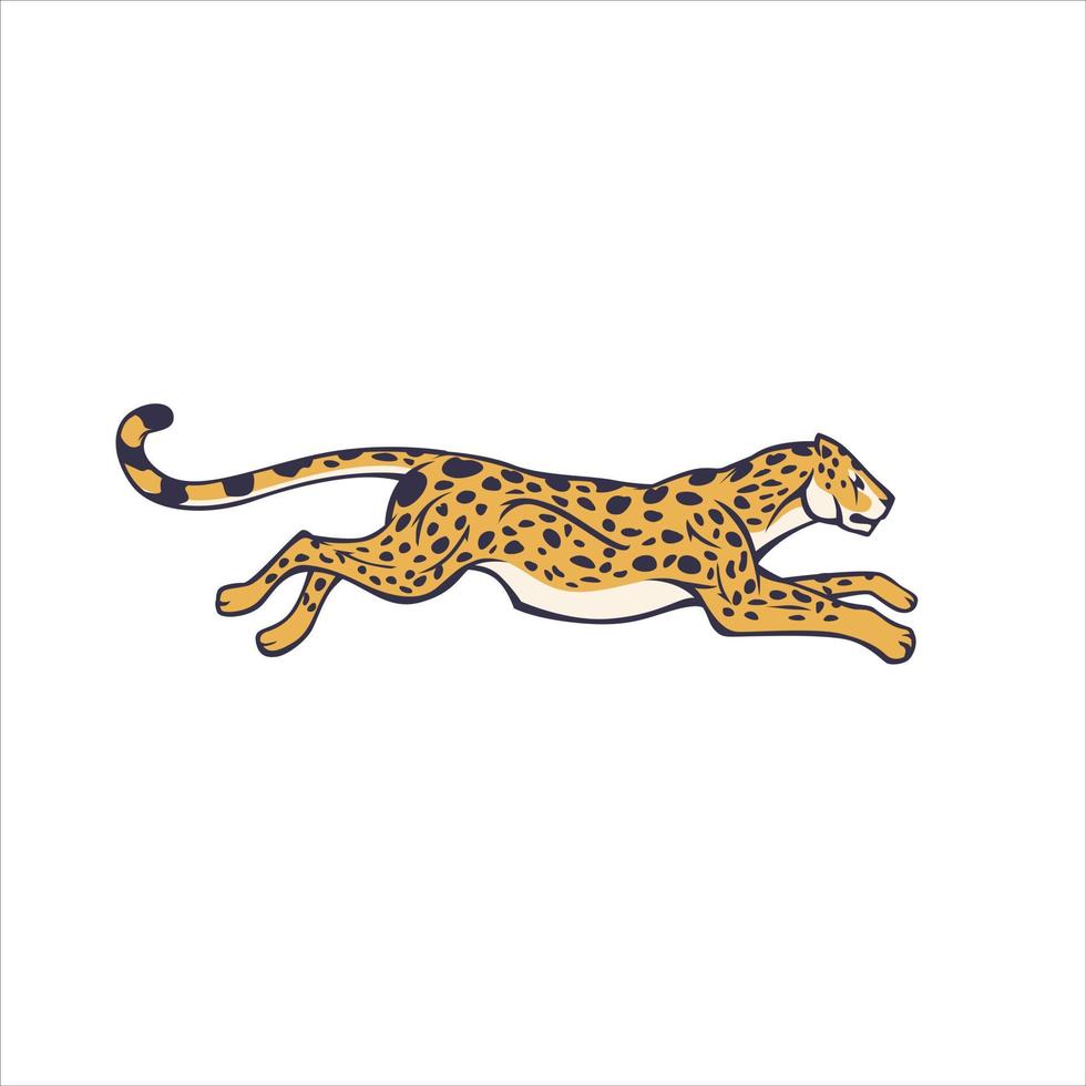Cartoon animal guepard corriendo rápido con alta velocidad aislado en fondo blanco. vector