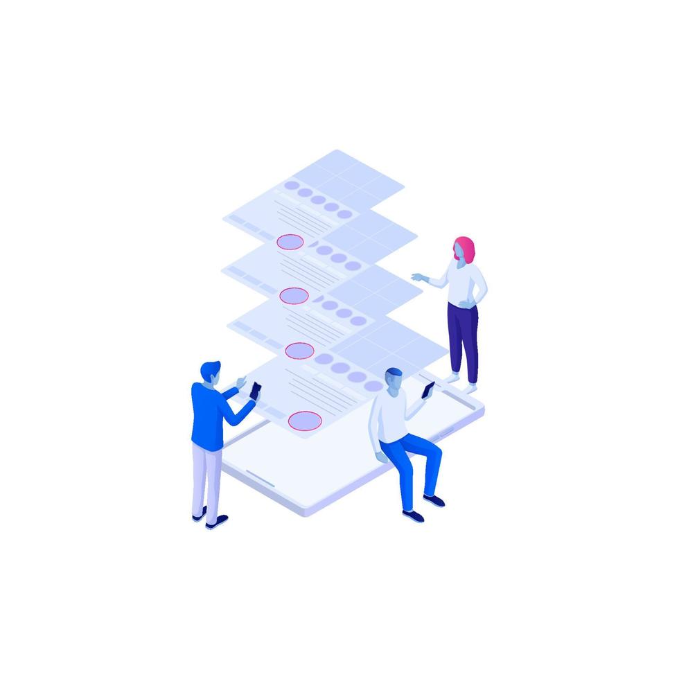 Global social network communication people isometric illustration. Communication people from all world in social networks friens search global online chat dating website reference vector world web.