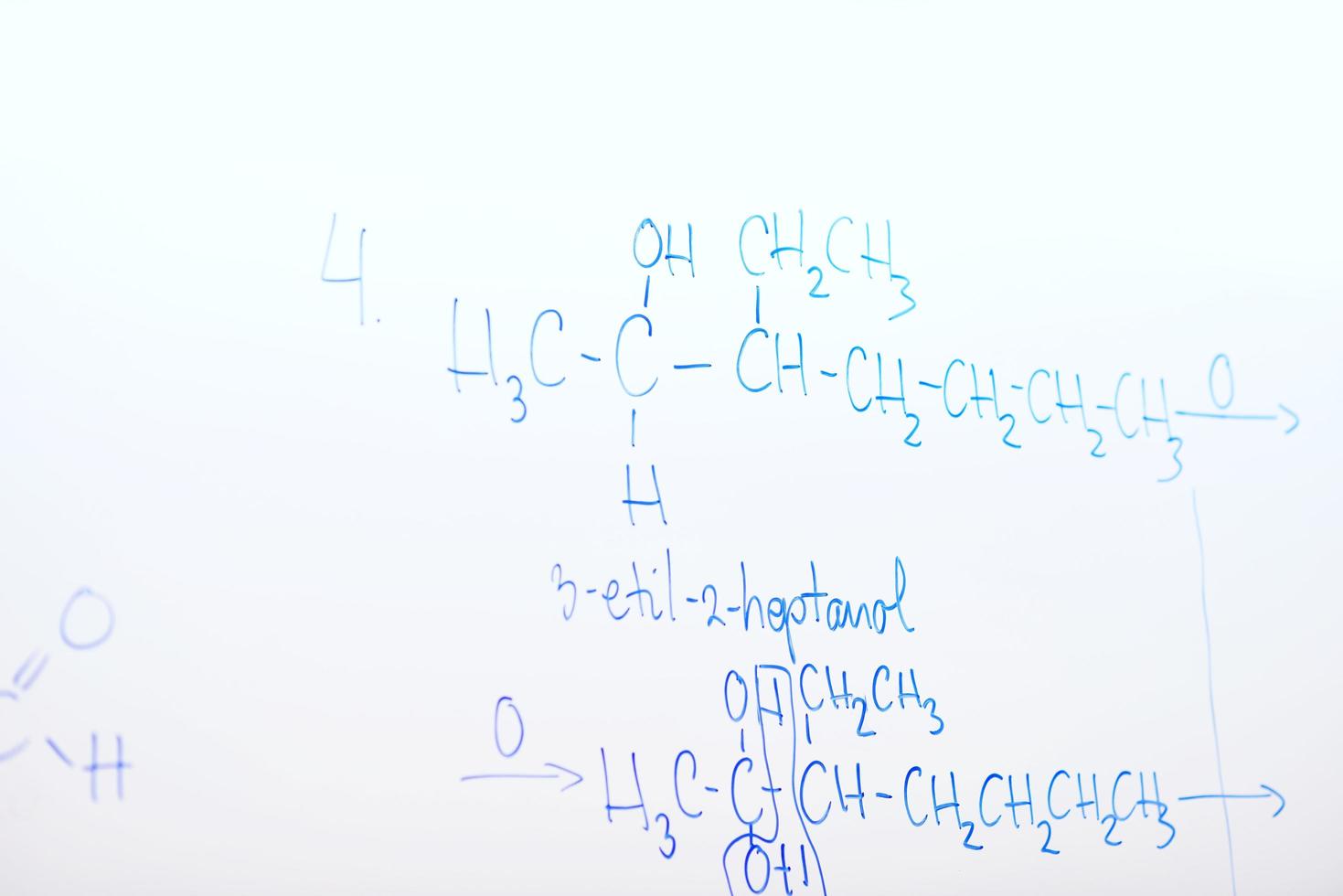 chemical molecule structure on white boar photo