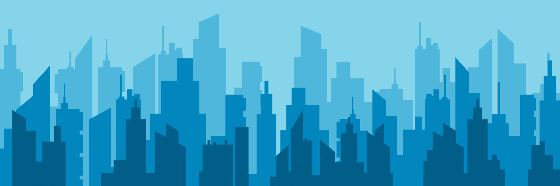 Horizontal city skyline vector flat illustration. Urban architecture