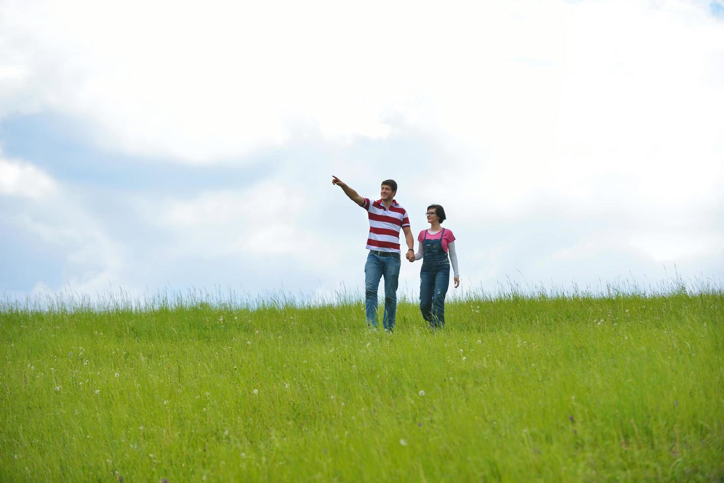 romantic young couple in love together outdoor photo
