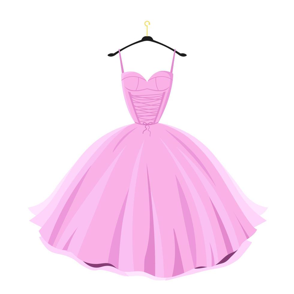 vestido de fiesta rosa en percha vector