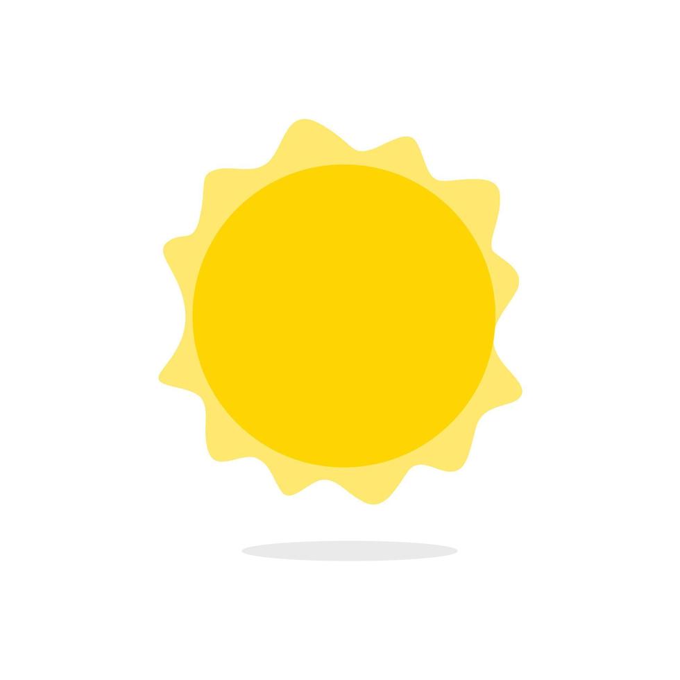 Bright cartoon sun. Yellow luminary with scalloped rim of hot rays vector