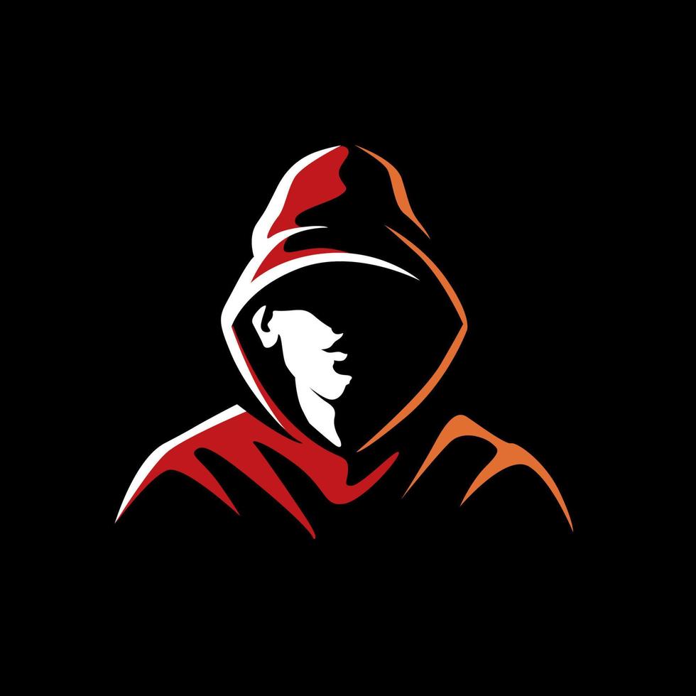 Mysterious man in a hood on a dark background vector