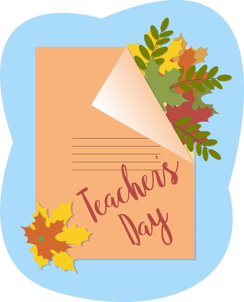 Teachers Day collage background with autumn leaf vector