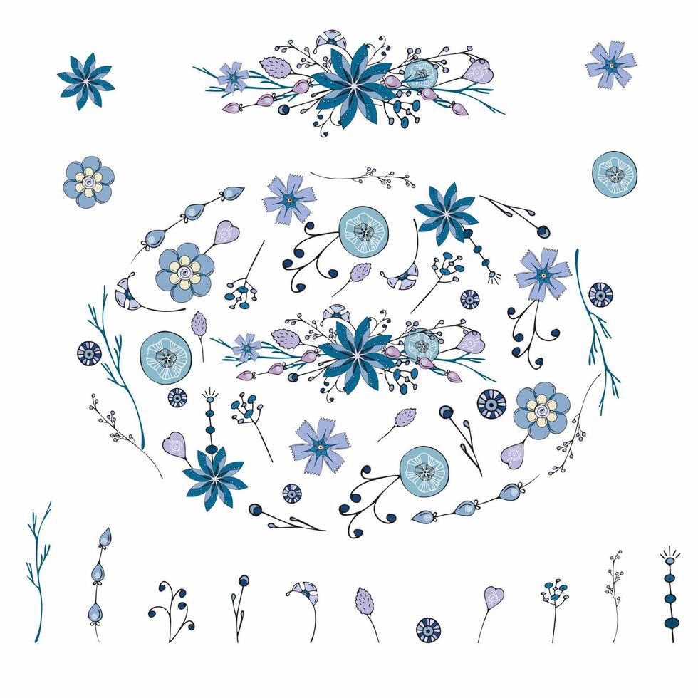 Winter set of flowers.Floral element for your desing vector