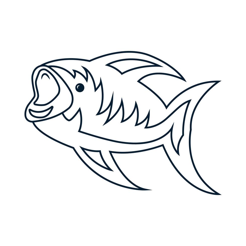 ilustración de icono de línea de pescado. icono de ilustración relacionado con animales acuáticos. diseño simple editable vector