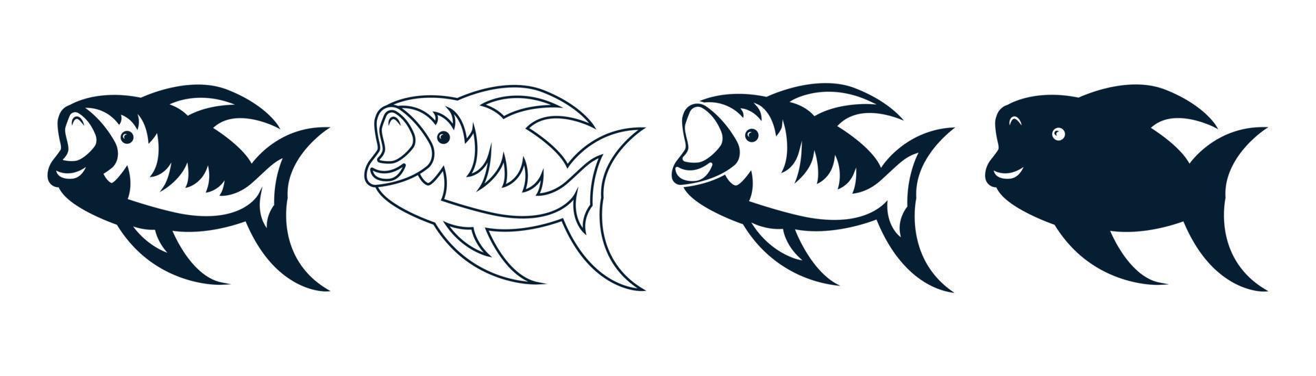 ilustración de conjunto de iconos de pescado. icono de ilustración relacionado con animales acuáticos. diseño simple editable vector