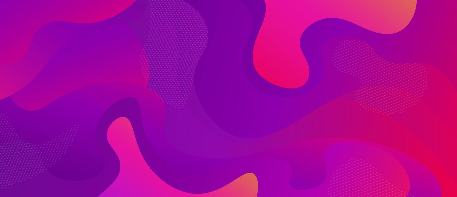 Ilustración plana de vector de fondo líquido púrpura y rosa futurista de color. fondo de flujo de fluido dinámico brillante curva superficie creativa moderna con línea decorativa gráfica